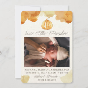 Faire-part bébé Citrouille aquarelle