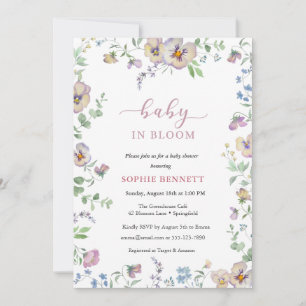 Faire-part bébé en fleurs aquarelle floral Viola