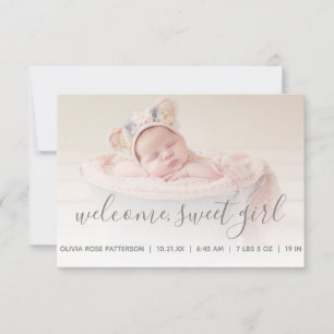 Faire-part Bébé fille Photo Grey Quatrefoil Naissance