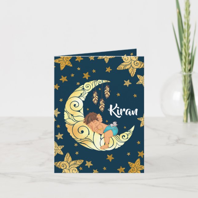 Faire-part Bébé Ganesha dormant sur la lune (Devant)