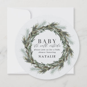 Faire-part Bébé il fait froid dehors baby shower aquarelle