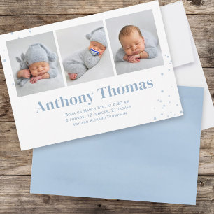 Faire-part Bébé mignon Boy Multi Photo Whimsical Simple Denim