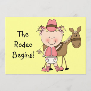 Faire-part Bébé mignon fille & cheval poney Personnalisé nais