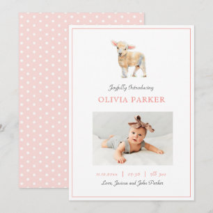Faire-part Bébé mignon photo Petite agneau fille Naissance