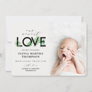 Faire-part Bébé Moderne Tropical Vert Photo Naissance