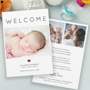 Faire-part Bébé photo simple accueil typographie naissance