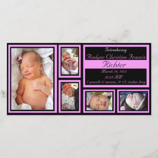 Faire-part bébé - rose