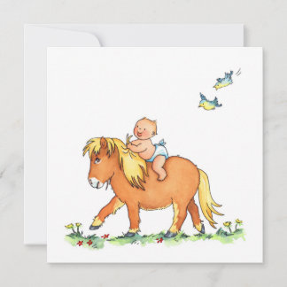 Faire-part Bébé sur cheval - Annonce de naissance