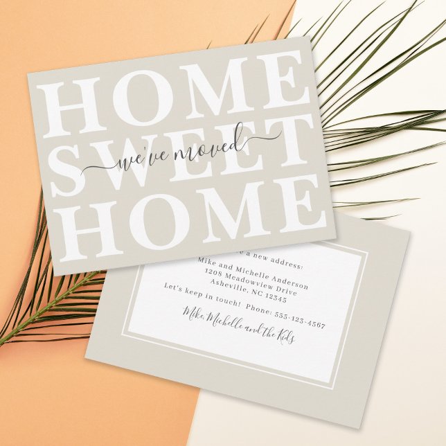 Faire-part Beige Neutre Accueil Doux Maison Nous avons déména (Let your friends and family know your new address with this simple "We've Moved" card.)