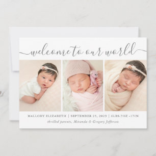 Faire-part Bienvenue Baby Modern Photo Collage Naissance