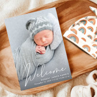 Bienvenue Photo White Script Naissance