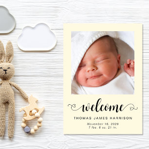 Faire-part Bienvenue Photos Bébé Jaune Naissance