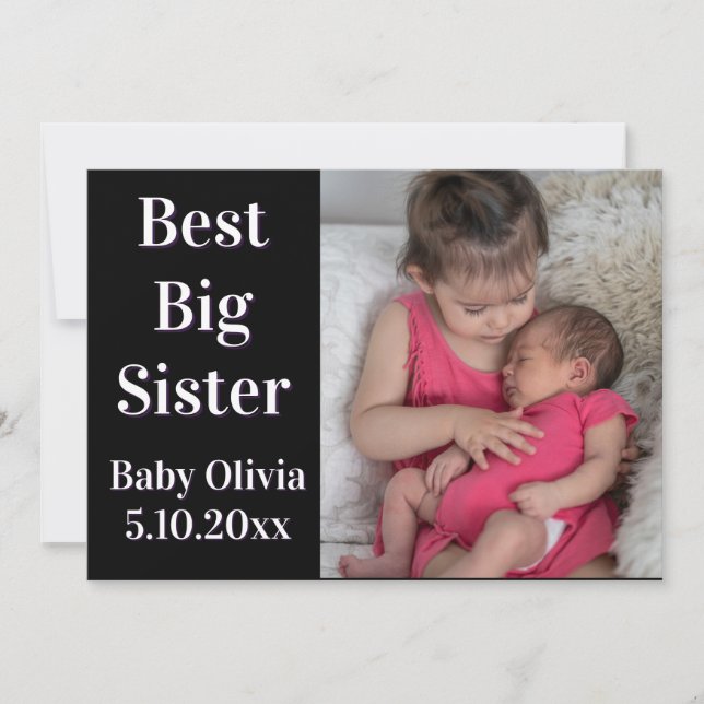 Faire-part Big Sister New Sibling Photo (Devant)