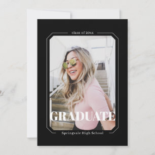 Faire-part Black Bold Minimaliste Moderne Graduation Photo