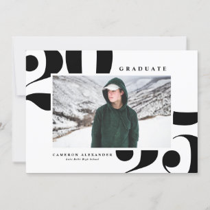 Faire-part Black Bold Typographie 2024 Diplôme Photo