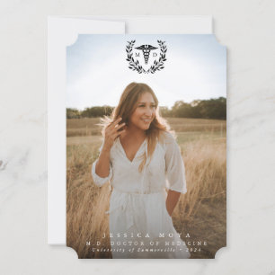 Faire-part Black Caduceus MD Docteur en médecine