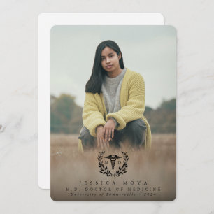 Faire-part Black Caduceus MD Docteur en médecine