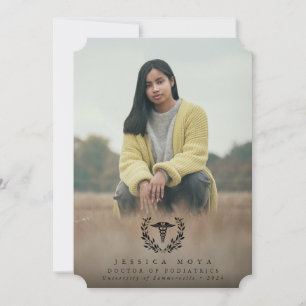 Faire-part Black Caduceus Médicale School 2 Diplôme Photo