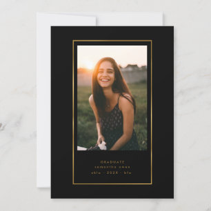 Faire-part Black Elegant Foil Frontière Photo Université Grad