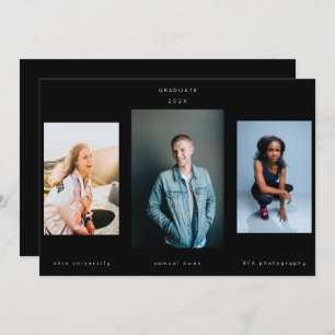 Faire-part Black Minimalisme Portrait Université de photo