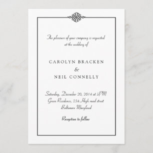 Faire-part blanc noir chic simple de mariage