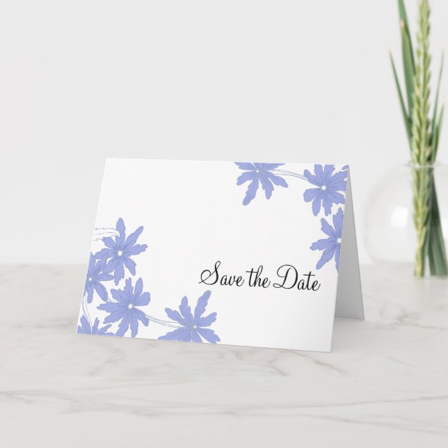 Faire-part Bleu Daisies Mariage Enregistrer la date (Devant)