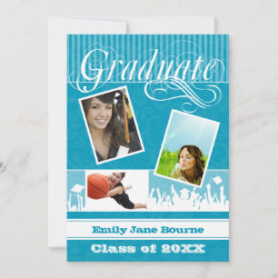 Faire-part Bleu de mer Photo de classe de fin d'études promot