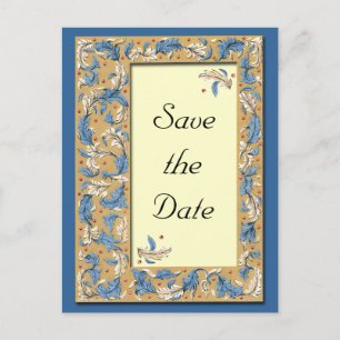 Faire-part Bleu et ivoire Enregistrer la date Carte postale
