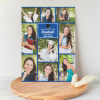 Bleu Graduate Photo Collage Moderne Graduation