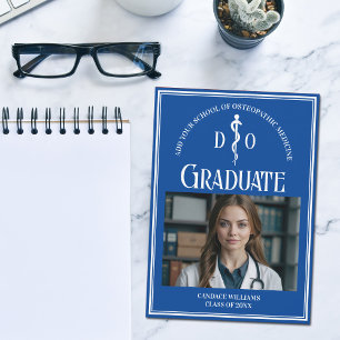 Faire-part Bleu Ostéopathique Médicale School Graduation Phot