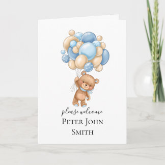 Faire-part Bleu Ours Teddy