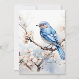 Faire-part Bleu printanier dans l'arbre florissant