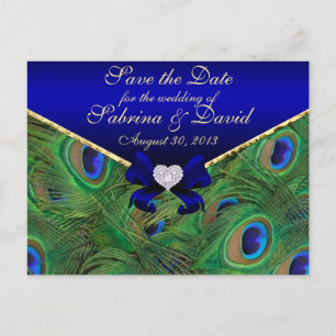 Faire-part BLEUE Peacock Enregistrer la date Carte postale Bl
