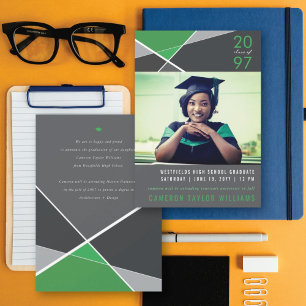 Faire-part Bloc de couleurs géométriques modernes vert diplôm
