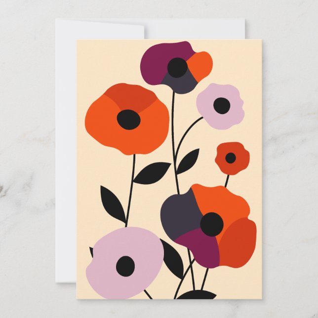 Faire-part Bloom minimal du pavot (Devant)