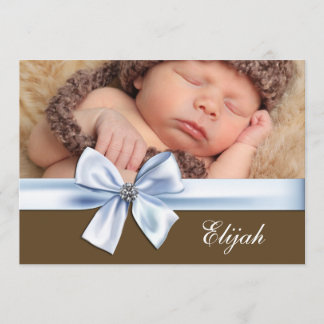 Faire-part Blue Brown Baby Boy Photo Annonces de naissance