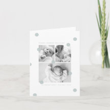 Blue Modern Baby Photo Collage Announcement Card