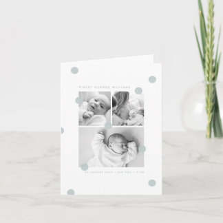 Faire-part Blue Modern Baby Photo Collage Announcement Card