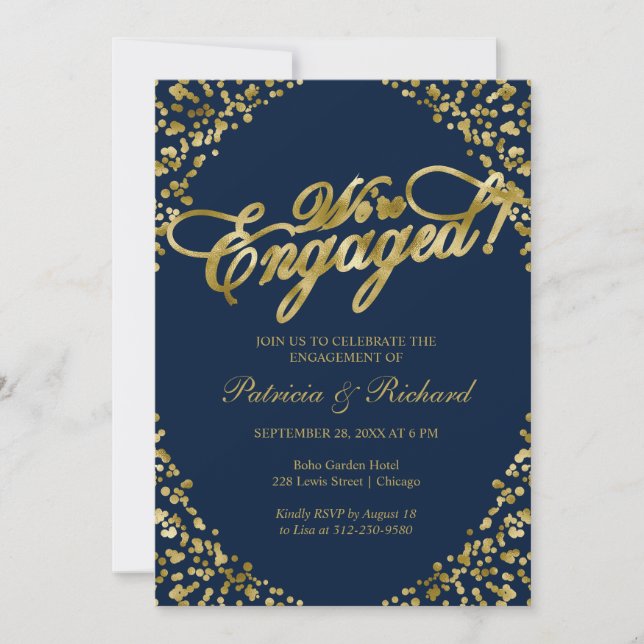 Faire-part Blue Nous sommes engagés Engagement Party Invitati (Devant)