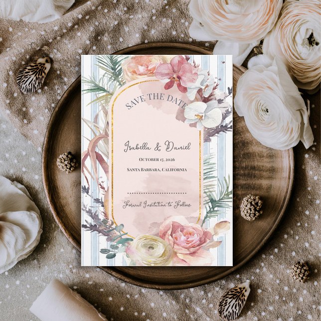 Faire-part Blush Orchid Tropical Wedding Save the Date  (Blush Orchid Tropical Save the Date Card | Beach Destination Wedding Announcement)
