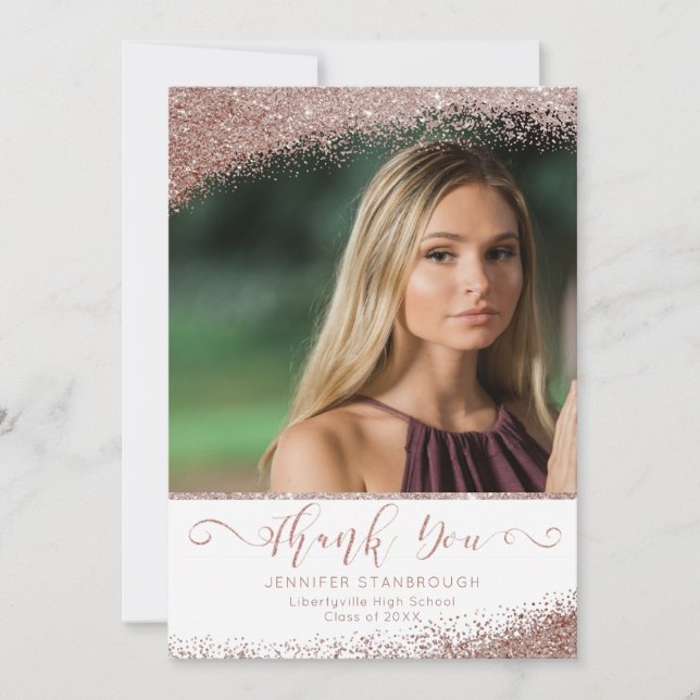 Faire-part Blush Rose Gold Faux Parties scintillant Graduate  (Devant)