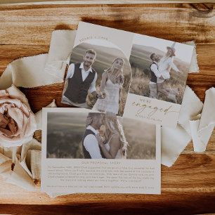 Faire-part Boho Arch Cream Proposition Histoire 3 Fiançailles