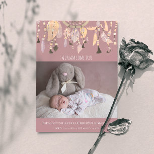 Faire-part Boho Dusty Rose Dream Catcher Photo Naissance