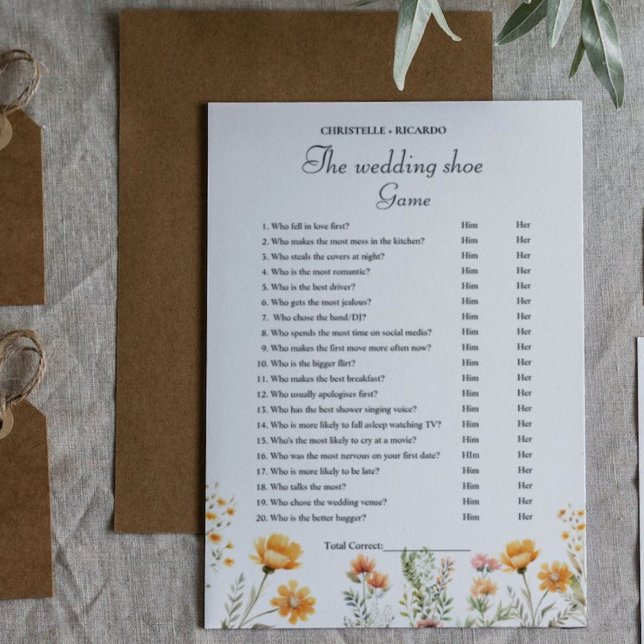 Faire-part Boho Fleur sauvage Mariage jeu de chaussures jeu j (Créateur téléchargé)