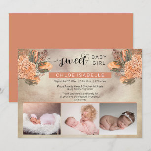 Faire-part Boho Girl 3 Photo Pampas Grass   Naissance florale