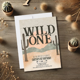 Faire-part Boho Minimaliste Wild One Premier Anniversaire Sun