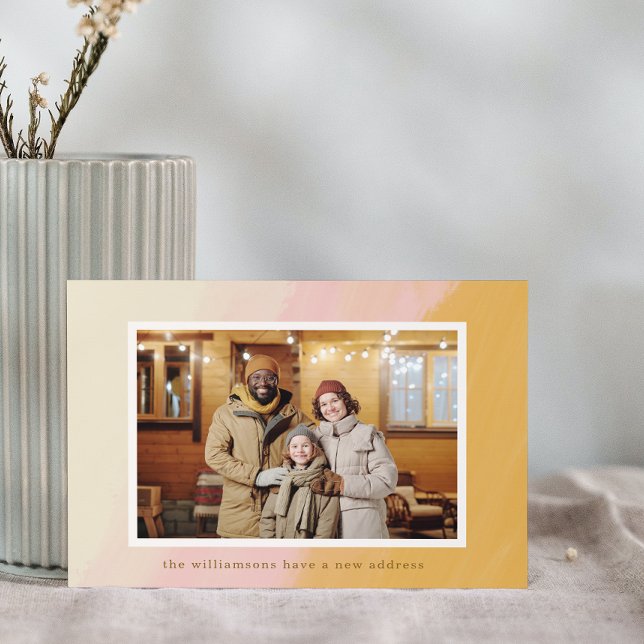 Faire-part Boho Rose Jaune Nous Avons Déménagé Nouvelle Adres (Créateur téléchargé)