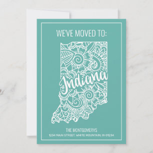 Faire-part Boho Turquoise Floral Mandala Indiana State Moving