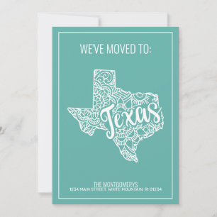 Faire-part Boho Turquoise Floral Mandala Texas State Moving