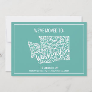 Faire-part Boho Turquoise Floral Mandala Washington State Mov